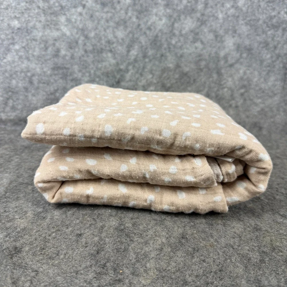 All4Ella Aussie Muslin Wrap Beige White‎ Dot Swaddle Lightweight 100% cotton